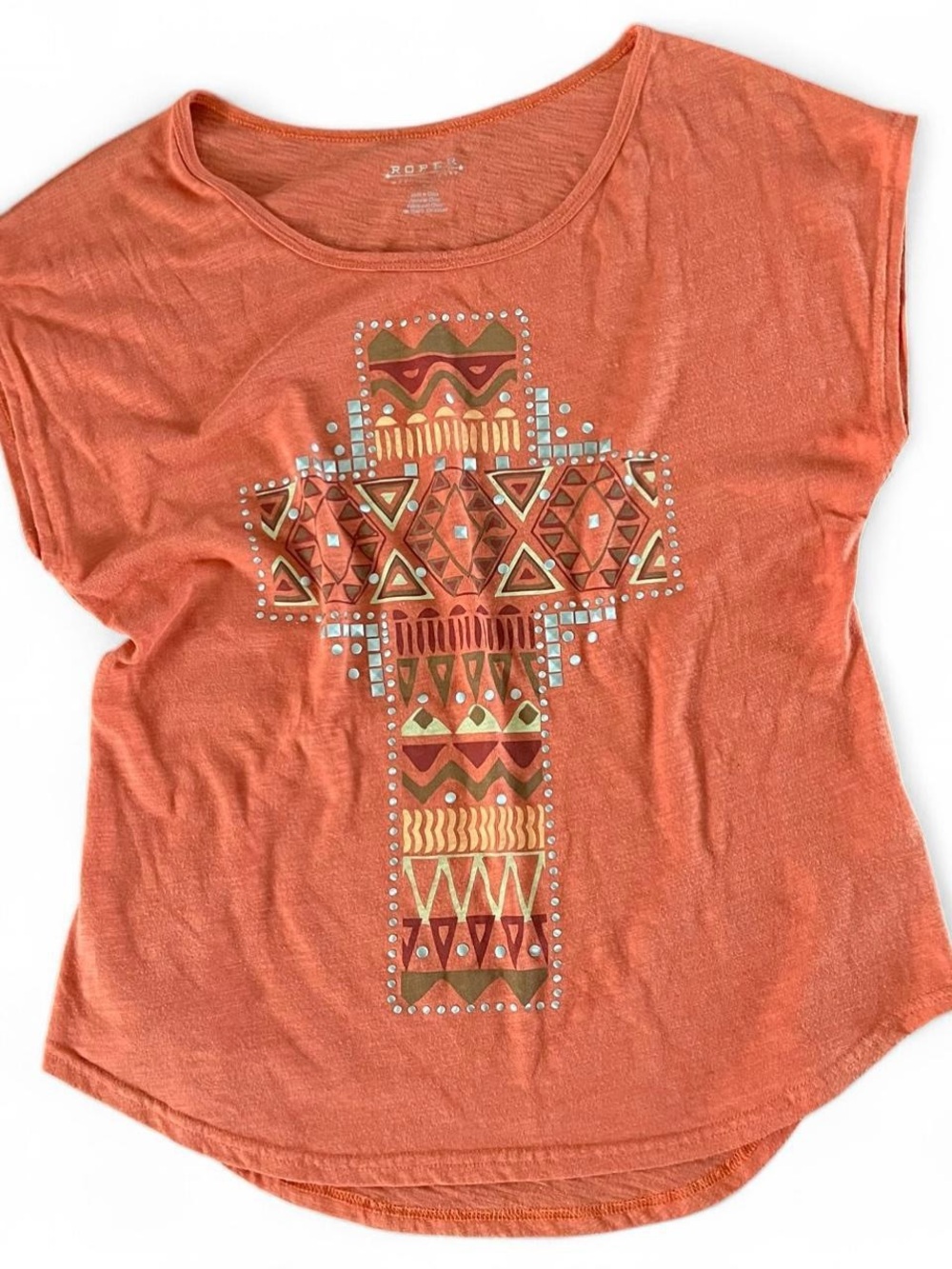 Roper Orange Studded Graphic Shirt
